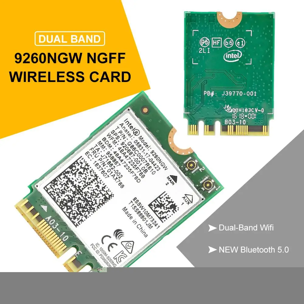 1,73 Гбит/с Двухдиапазонная Wifi карта Беспроводная для Intel 9260NGW NGFF Ac Mini PCI-E 2,4G/5 ГГц Wlan Bluetooth 4,0 802,11 Ac/a/b/g/n - Цвет: Yellow
