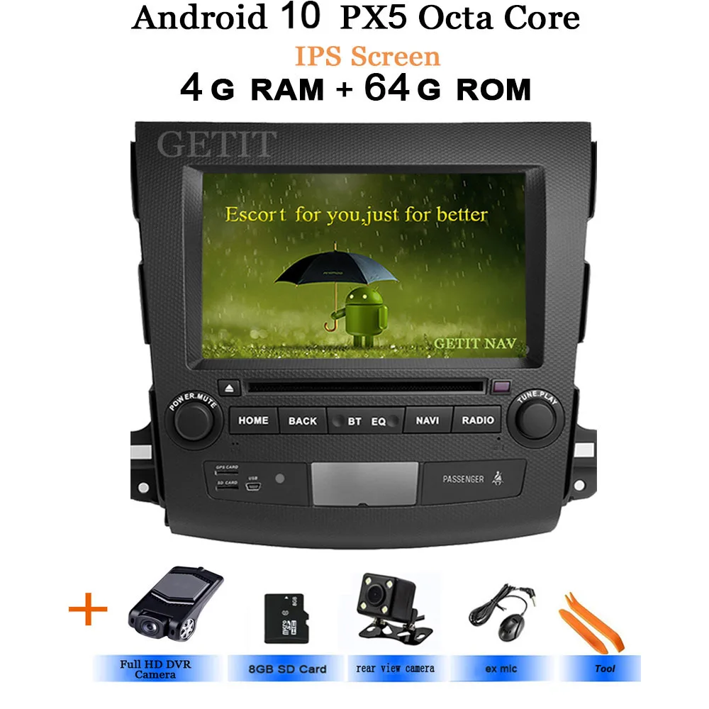 DSP чип ips Android 10 в тире автомобильный стерео dvd-плеер gps для Mitsubishi Outlander 2007-2012 peugeot 4007/Citroen C-Cross радио - Цвет: IPS-4G-Rear-DVR cam