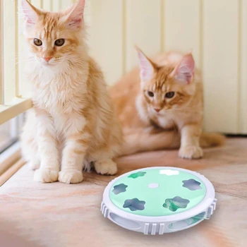 

360° Rotate Pet Cat Toy Round Electric Turntable Feather Glowing Teasing Pet Products Funny Cat Interactive Toys