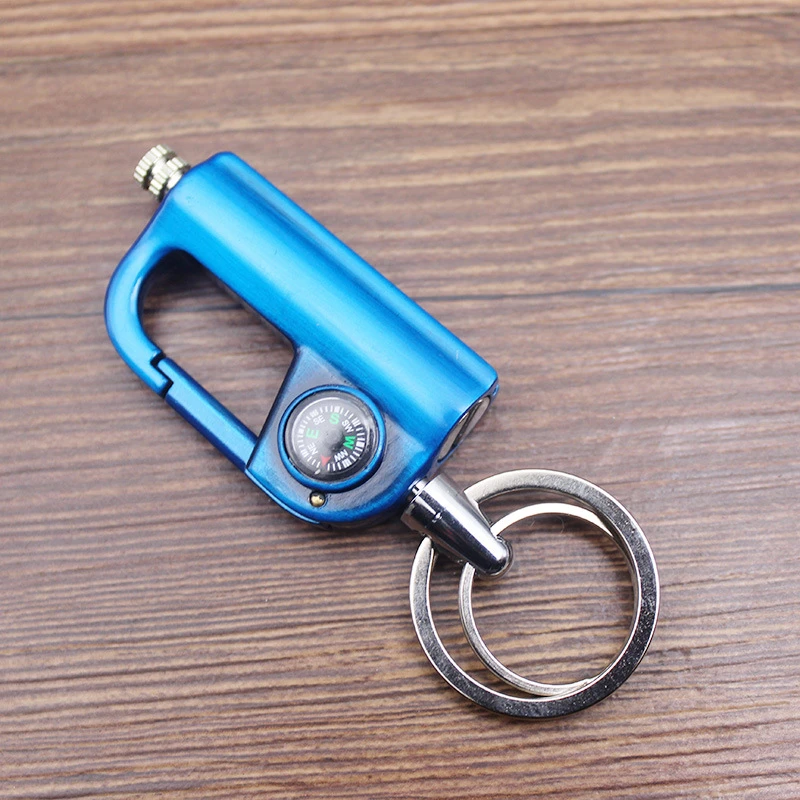 Blue Многофункциональный брелок зажигалки для сигарет аксессуары для курения металлические кремневые спички для выживания на открытом воздухе аварийная зажигалка с компасом - Цвет: Blue