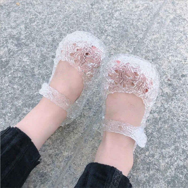 Mini Melissa/прозрачные сандалии для девочек; сандалии принцессы для девочек; нескользящая пляжная обувь для девочек; обувь для маленьких девочек; Размеры 6-11 - Цвет: Picture shows-3