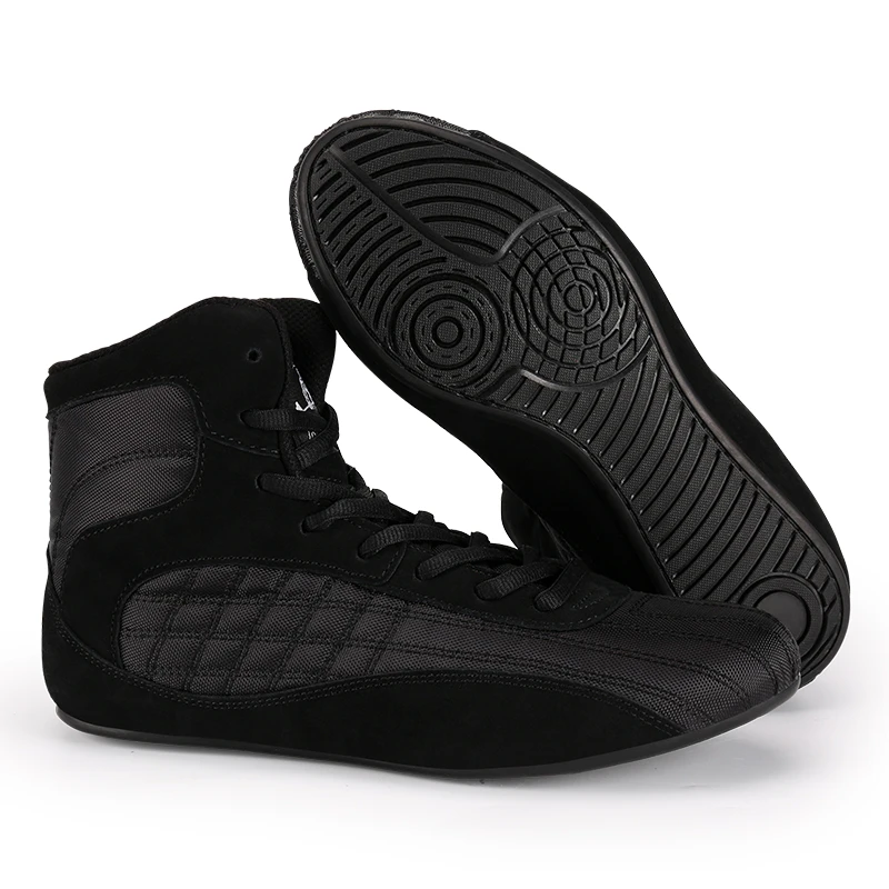 Professional Leather Men Wrestling Shoes Gym Weight Lifting High Top Boots Comfort Bodybuilding
