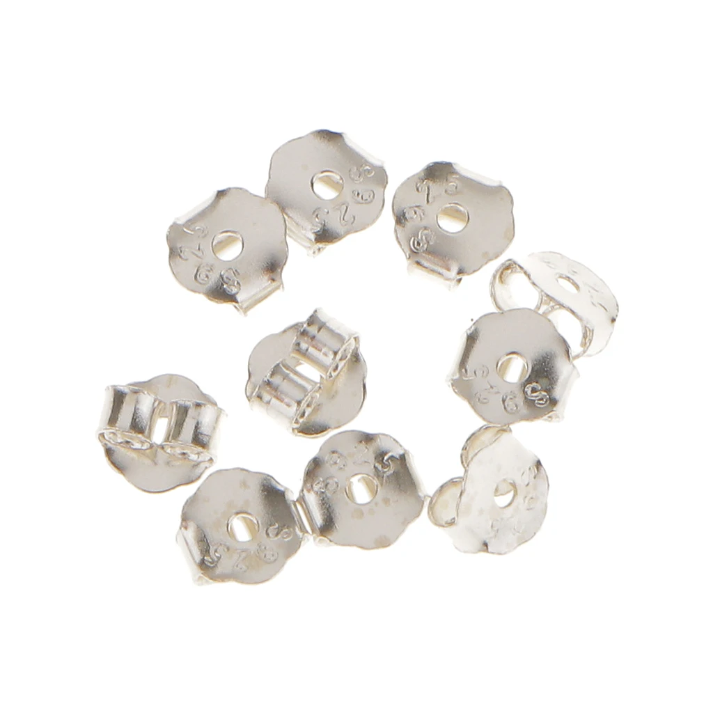 10pcs Sterling silver color 925 EARRING BACKS EAR NUTS Earning Accesseries 4mm