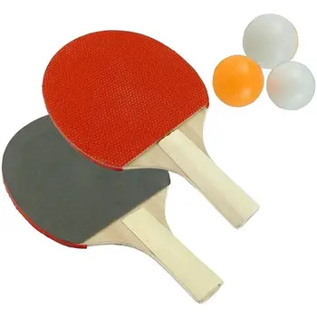 

2pcs Table Tennis Racket Double Face Glue Short Handle Ping Pong Racket Set With 3 Balls