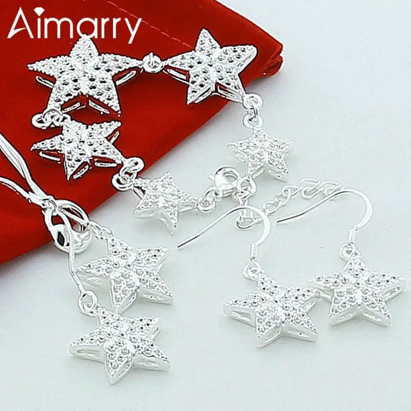 Aimarry 925 серебряная звезда Змея цепи ожерелье браслет серьги Ювелирные наборы для