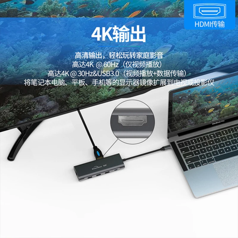 9-in-1 type-c расширения док-станция для 4K HDMI c PD usb3.0 конвертер Многофункциональный хаб