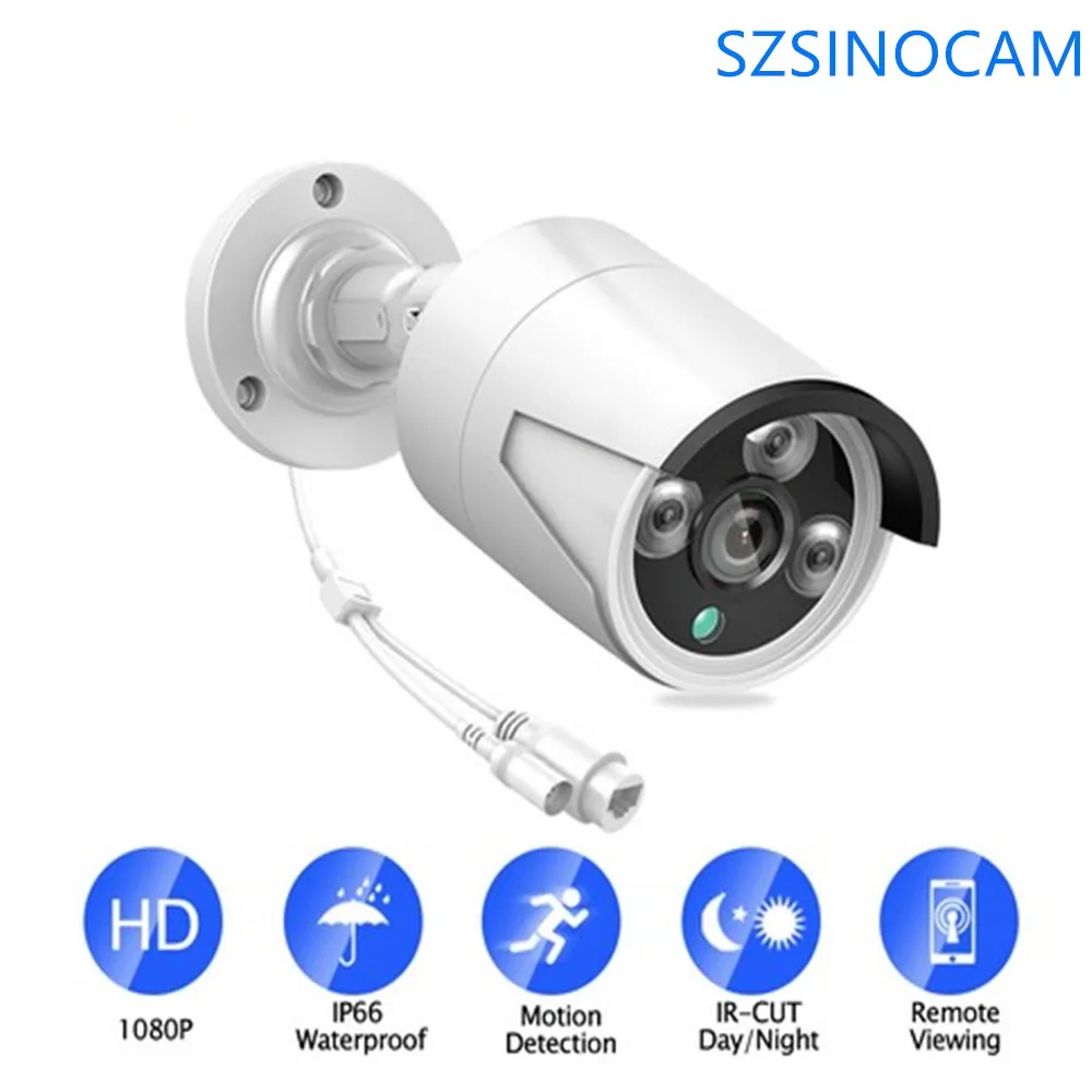 SZSINOCAM H.264 аудио безопасности 2MP IP камера POE ONVIF уличная водонепроницаемая IP66 CCTV P2P