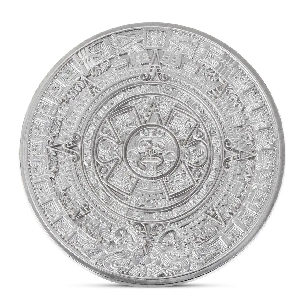 The Maya Silver Plated Coin Mexico Mayan Prophecy Calendar Antique Souvenir Vintage Polish Collectible Gifts | Дом и сад