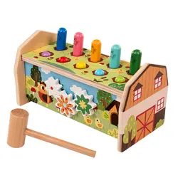 Детская деревянная игрушка Whac-A-Mole, ударная игрушка цвета и формы, многофункциональная обучающая и развивающая игрушка-тип леса океана