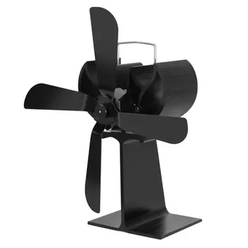 

Black Heat Powered 4 Blades Stove Fan Log Fireplace Wood Burner Eco Ultra Quiet Blower No Battery or Electricity