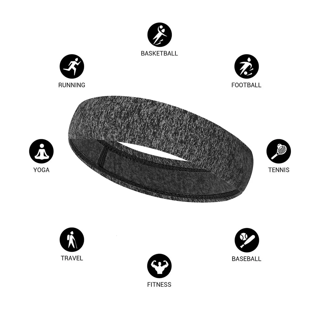 Men Women Sports Headband Gym Tennis Basketball Sweatband Stretchy Hairband Yoga Running Athletic Sweat Wicking Hair Band