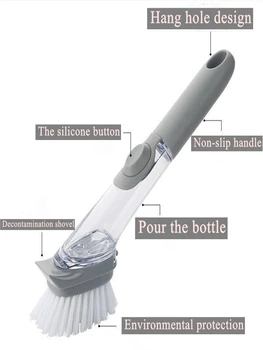 

Automatic liquid Wash the pot brush Kitchen cleaner Long-handled brush pot Dishwashing sponges Brush pot Super cleaning