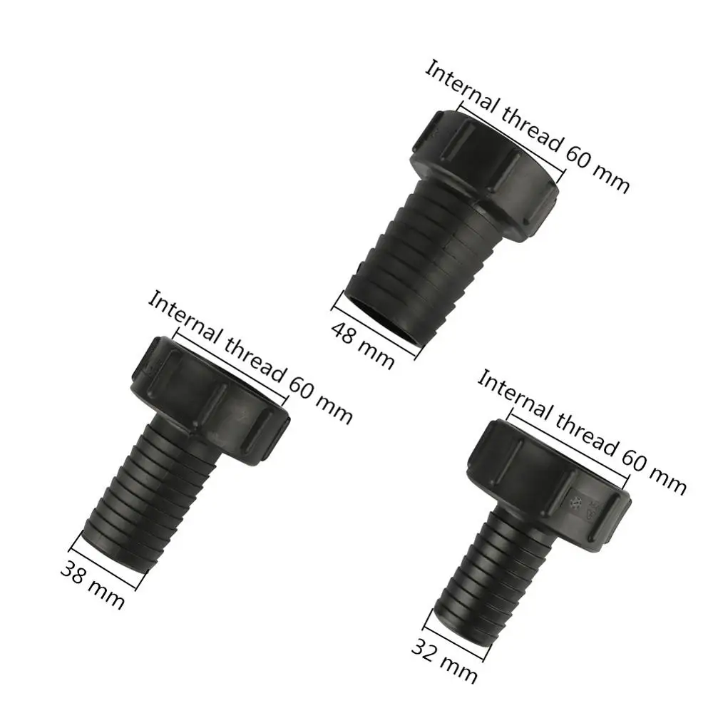 60mm Thread IBC Water Tank Adapter 1/2" 3/4" 1" 1.25" 1.5" 2" Pipe Barbed Interface Garden Pipe Fittings IBC Tank Connectors