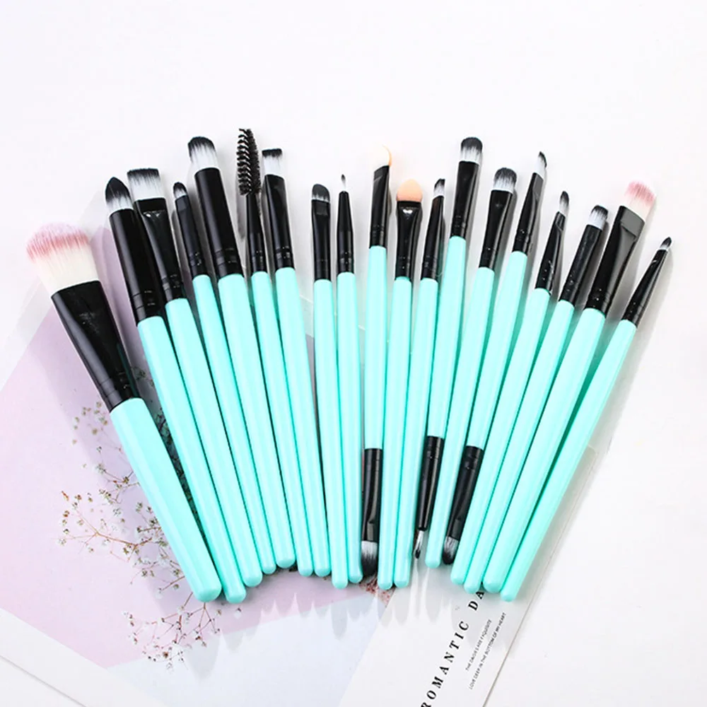 blueblack SANIYE 20 шт. набор кистей для макияжа бровей, Тональная основа, пудра, консилер, румяна, набор кистей для макияжа, профессиональные инструменты pincel maquiagem - Handle Color: blueblack