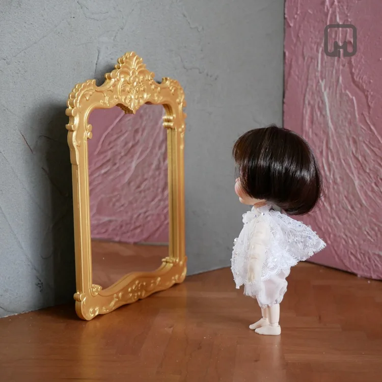 6 очков BJD Ob11 GSC для кукольного домика мини модель Золото большое зеркало полностью ручной работы Varved 23007