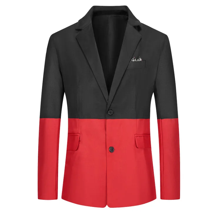 2020 New Mens Blazer Patchwork Suits For Men Top Quality Red Blazers Slim Fit Outwear Coat Costume Homme Blazer Men