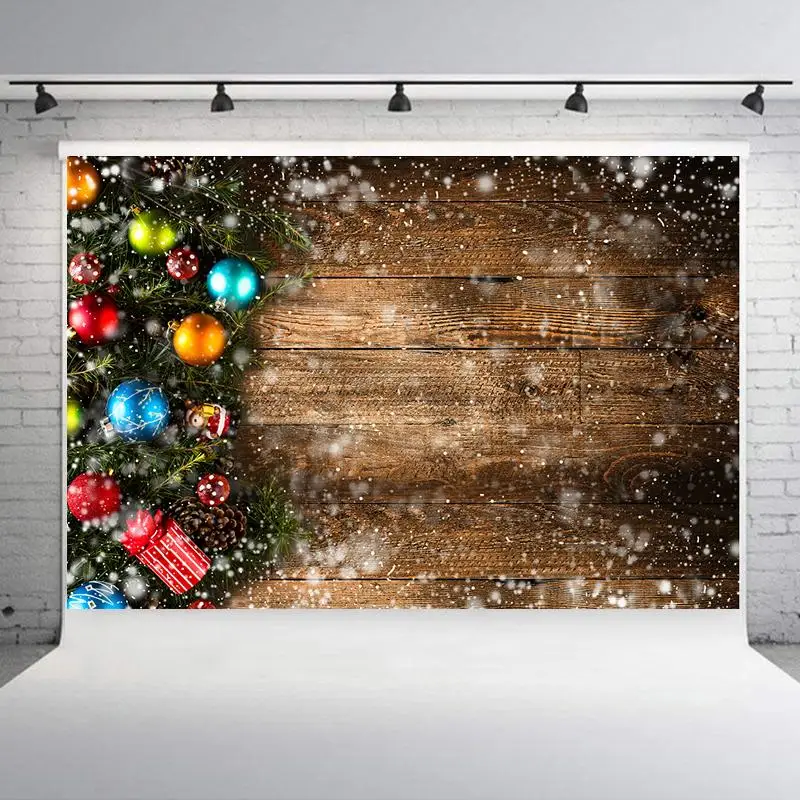 Christmas Style Photography Background Christmas Decoration Tree Retro Vintage Wooden Wall Fireplace Christmas Backdrops Prop - Color: C 1469