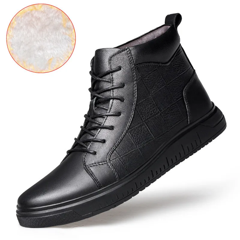 

High Shoes MEN'S Flat Shoes Korean-style Trend Men Cotton-padded Shoes Winter plus Velvet Warm Ankle Boots Men's Small MEN'S SHO