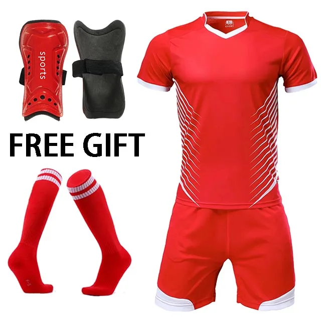 Мужские Детские футболки для футбола, набор survete, мужские футболки для футбола, футболки для мальчиков и женщин, Футбольная форма, футбольный костюм, Джерси по индивидуальному заказу - Цвет: red