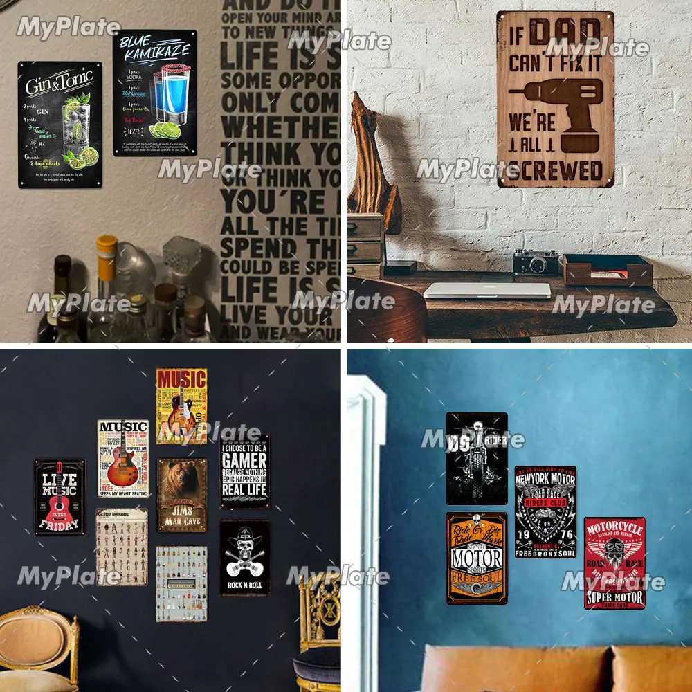 Targa Metallica Vintage Per Garage - Stile Retr&ograve; Anni 50 Per Decorazione Bar, Pub O Officina - 35x26 Cm