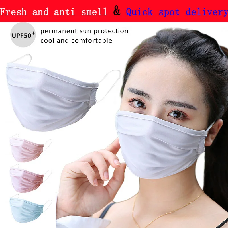 

Summer Fresh And Anti Smell Dustproof Anti Virus Anti-fog Ice Silk Mouth Masks Breathable Washable Health Sunscreen Face Mask