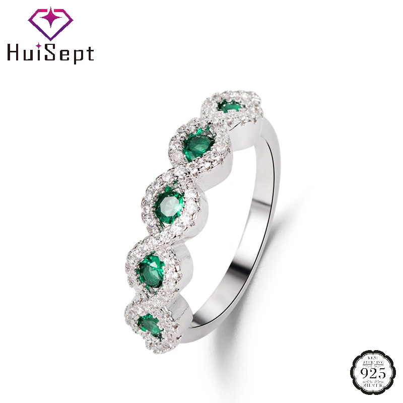 HuiSept Fashion Ring Silver 925 Jewelry with Zircon Gemstones Female Rings for Wedding Promise Party Gifts Ornaments Wholesale | Украшения