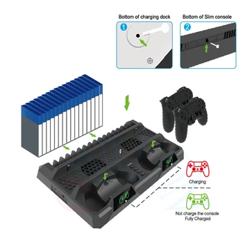 

DOBE FOR PS4/Pro/Slim Console Stand Cooling Fan Controller Charger Charging Dock Station Games Storage Play for PS4 Accessories