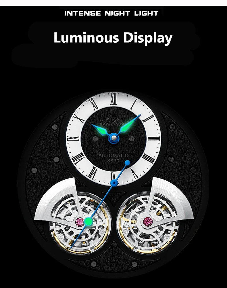 AILANG 2023 New Classic Double Tourbillon Automatic Watch For Men Leather Luminous Hands Mechanical Watches Mens Reloj Hombre_voghion.com