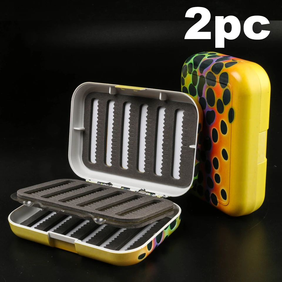 2 piece Maximumcatch пластиковая коробка для ловли нахлыстом с откидывающаяся вкладка, щелевая пенопласт, коробка для рыболовных снастей, узор для кожи форели - Цвет: 2 piece