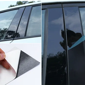 

Frame Car Window Trim Strips Accessories Set Auto Black Pillar PC Plastic