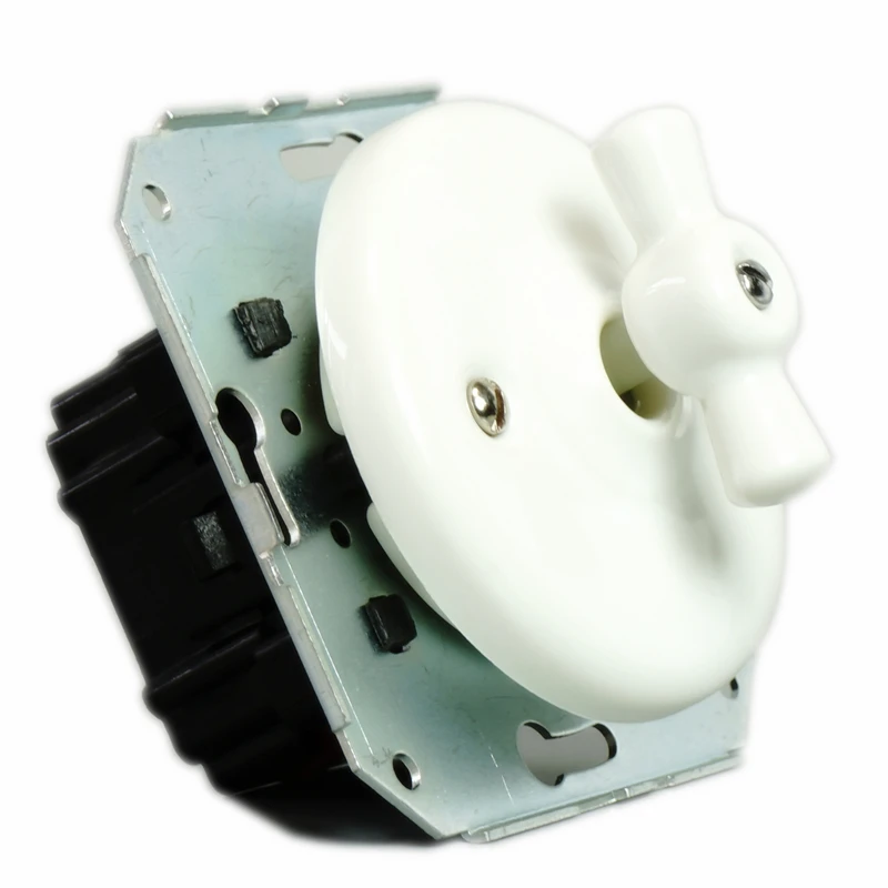 Interruptor de Luz Retro do Vintage da Porcelana Flush-montado com o Interruptor da Maneira do Dobro do Quadro Cerâmico e de Madeira de Uma Gangue
