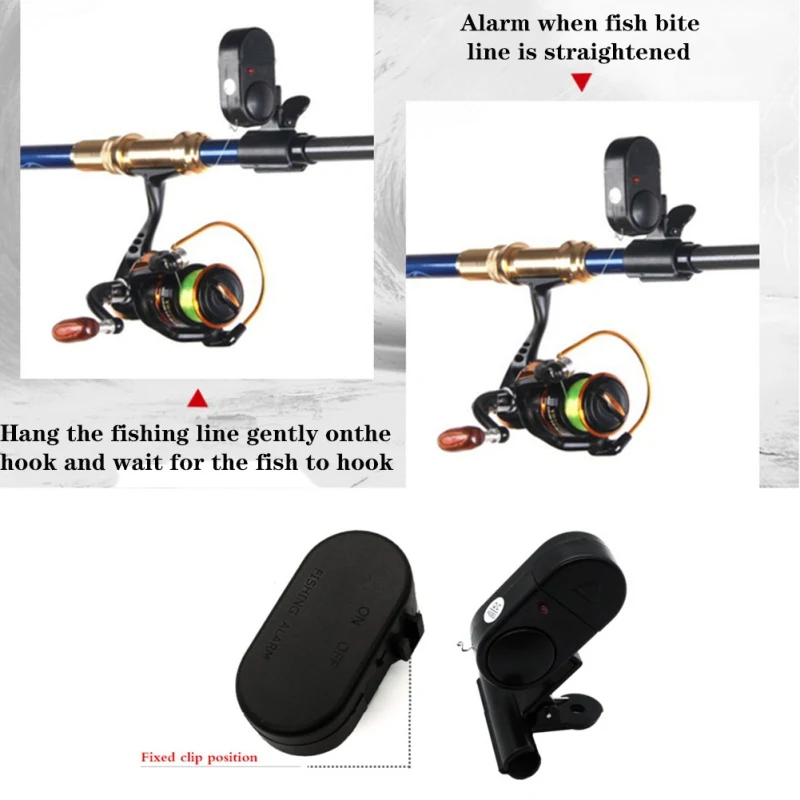 

Fishing Alarm LED Light Electronic Fish Bite Strike Sound Alarm Bell Alert Clip-On Fishing Rod Pole Easily Installed