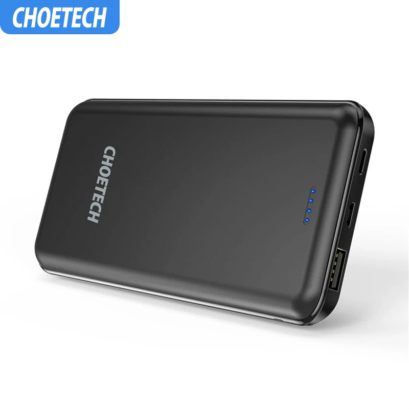 CHOETECH power Bank 10000 мАч 5 в 2.4A ультра тонкий литий-полимерный портативный аккумулятор 18650 Мобильный телефон быстрое зарядное устройство power bank для xiaomi