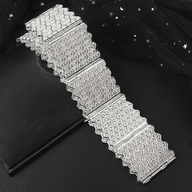 silver Полностью каменный марокканский стиль полный камень поясной ремень для невесты роскошные ювелирные изделия поясная цепь для арабских женщин Caftan ремешок для свадебного платья - Цвет: silver