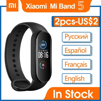 

Xiaomi Mi Band 5 Smart Bracelet 4 Color AMOLED Screen Miband 5 Smartband Fitness Traker Sport Waterproof Wristband