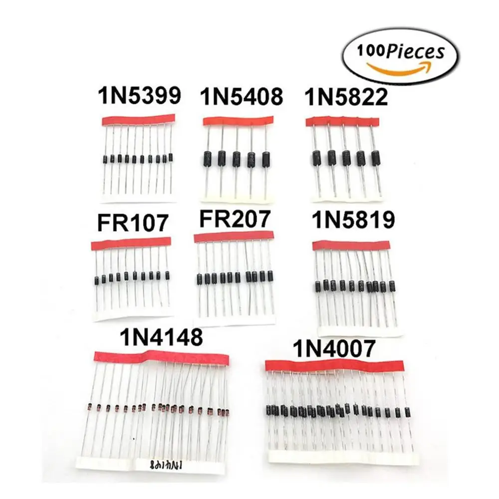 1N4148 1N4007 1N5819 1N5399 1N5408 1N5822 Fr107 Fr207 диодный пакет с электронными компонентами диод
