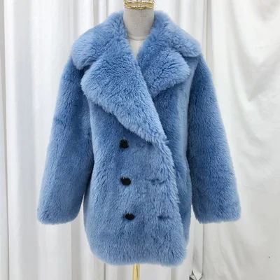 Новинка, осенне-зимнее женское теплое меховое пальто с натуральными гранулами для стрижки овец, женская меховая куртка, уличная одежда - Цвет: 3