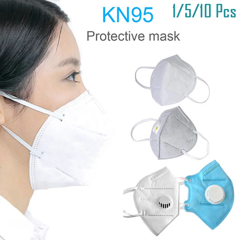 

5/10/20Pcs KN95 Mask Anti Pollution Valve Face Mouth Mask Anti Virus Droplet Transmission PM2.5 Antivirus Electrostatic Filter