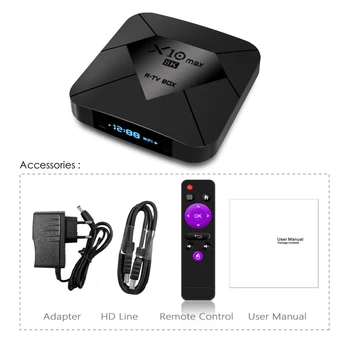 

50pcs/lot X10 MAX 8K TV BOX Android 9.0 Amlogic S905X3 4G RAM 128GB ROM 5G Dual WIFI BT4.0 USB 3.0 LED Display H.265 8K