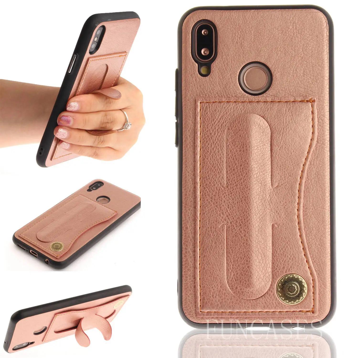 

For Huawei P20 Lite Phone Case Sticky Belt Bracket Can Receive Card Phone Cover Shell for Huawei P20 Lite Coque Fundas