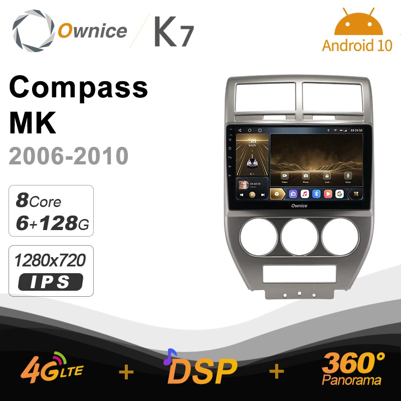 K7 Ownice 6G Ram 128G Rom Android 10 0 автомобиль радио setero для Jeep Compass MK 2006 - 2010 Авто аудио 360