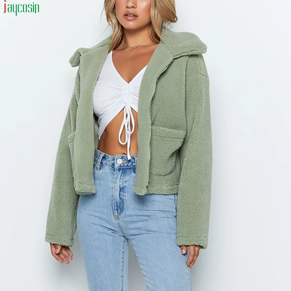 

JAYCOSIN 2019 New jackets coats Womens Ladies Warm Faux Fur Coat women Jacket Winter Solid Zipper Parka jackets coats women 2019