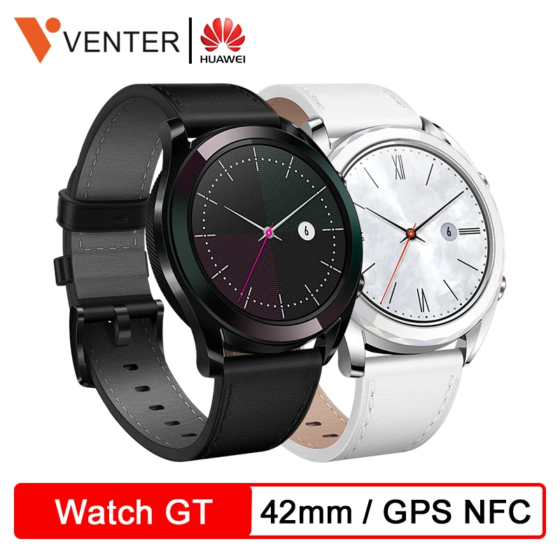 Huawei Watch GT 42 мм смарт часы Поддержка gps NFC 7 дней Срок службы батареи 5 атм водонепроницаемый телефонный Звонок трекер сердечного ритма Android iOS