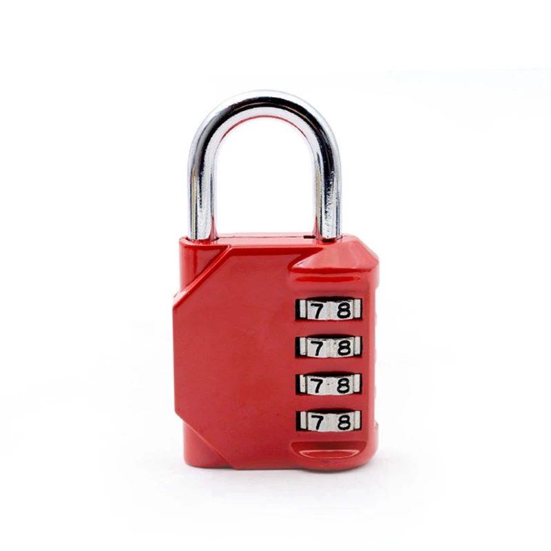 4 Dial Digit Password Combination Padlock Suitcase Luggage Metal Code Lock Big Coded Keyed Anti-Theft Locks - Цвет: RD