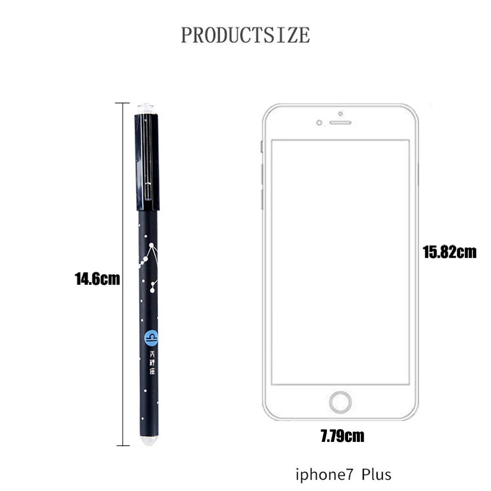 별자리 지울 수 있는 젤 펜, 학교 사무실 쓰기 도구에 적합, 0.5mm, 검정, 파랑, 지울 수 있는 잉크 펜 문구, 12 개