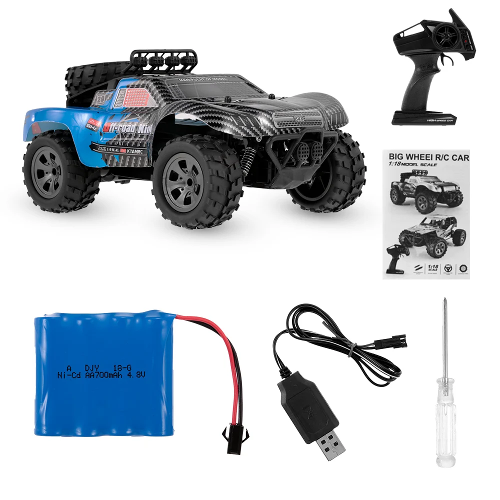 1/18 Радиоуправляемая машина 2,4 GHz 2WD KYA KY-1885B с большим колесом и пультом дистанционного управления модель внедорожника игрушки для детей подарок - Цвет: Синий