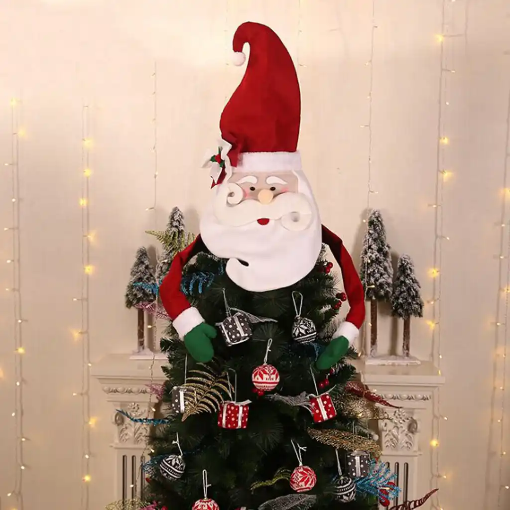 Christmas Tree Topper Decorations Top Santa Snowman Hat Decoration Decor Navidad 2020