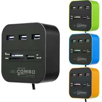 

USB 2.0 Card Reader 3 Port USB Hub Combo High Speed External Memory MS M2 SD MMC TF Memory Card All In One Adapter Support PC