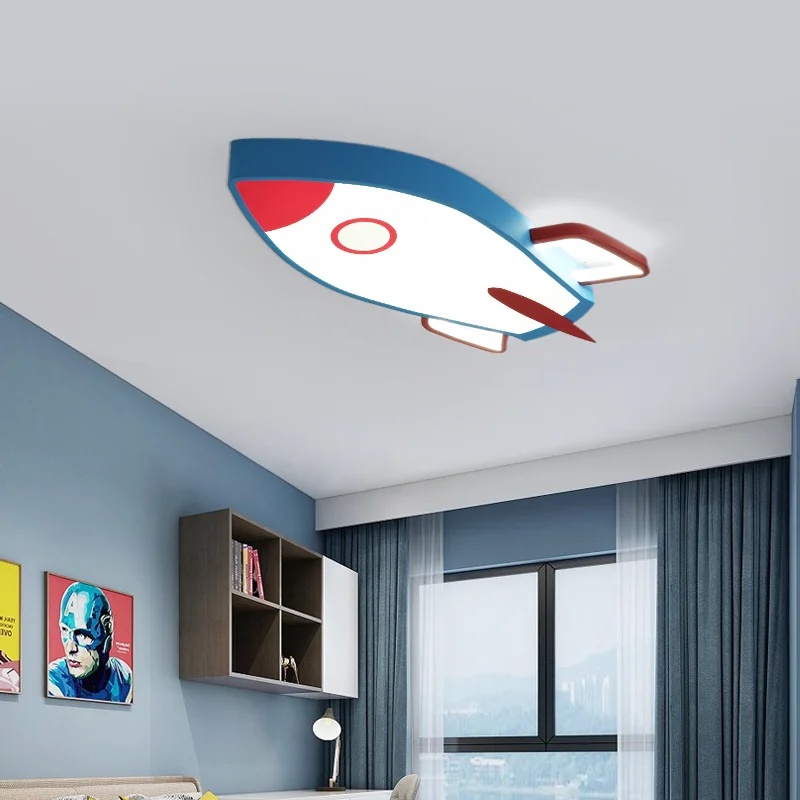 

Cartoon Rocket Ceiling Light Creative Children's Bedroom Light Personality Boy Room Light Modern Remote Control LED Ceiling Lamp