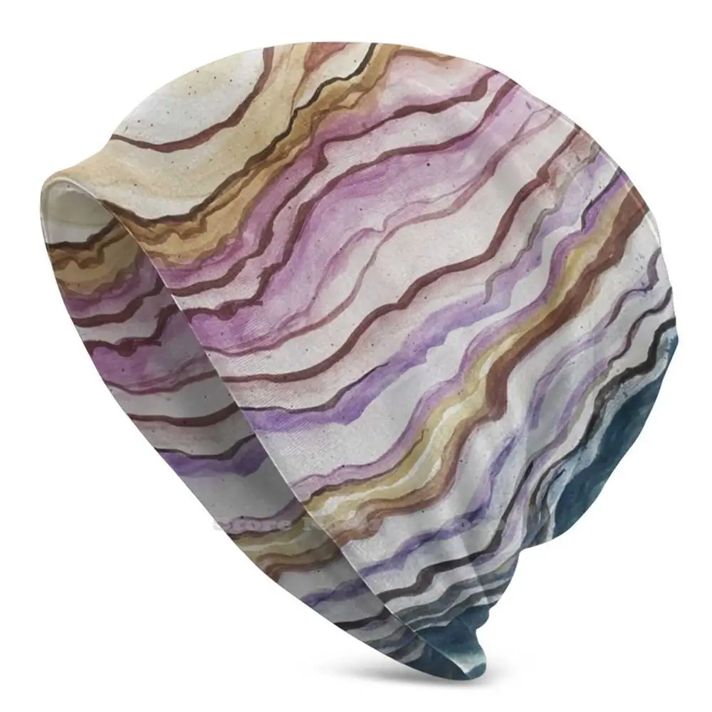 Теплая шапка Geode Beanie осенне-зимняя цветная палитра акварельных цветов